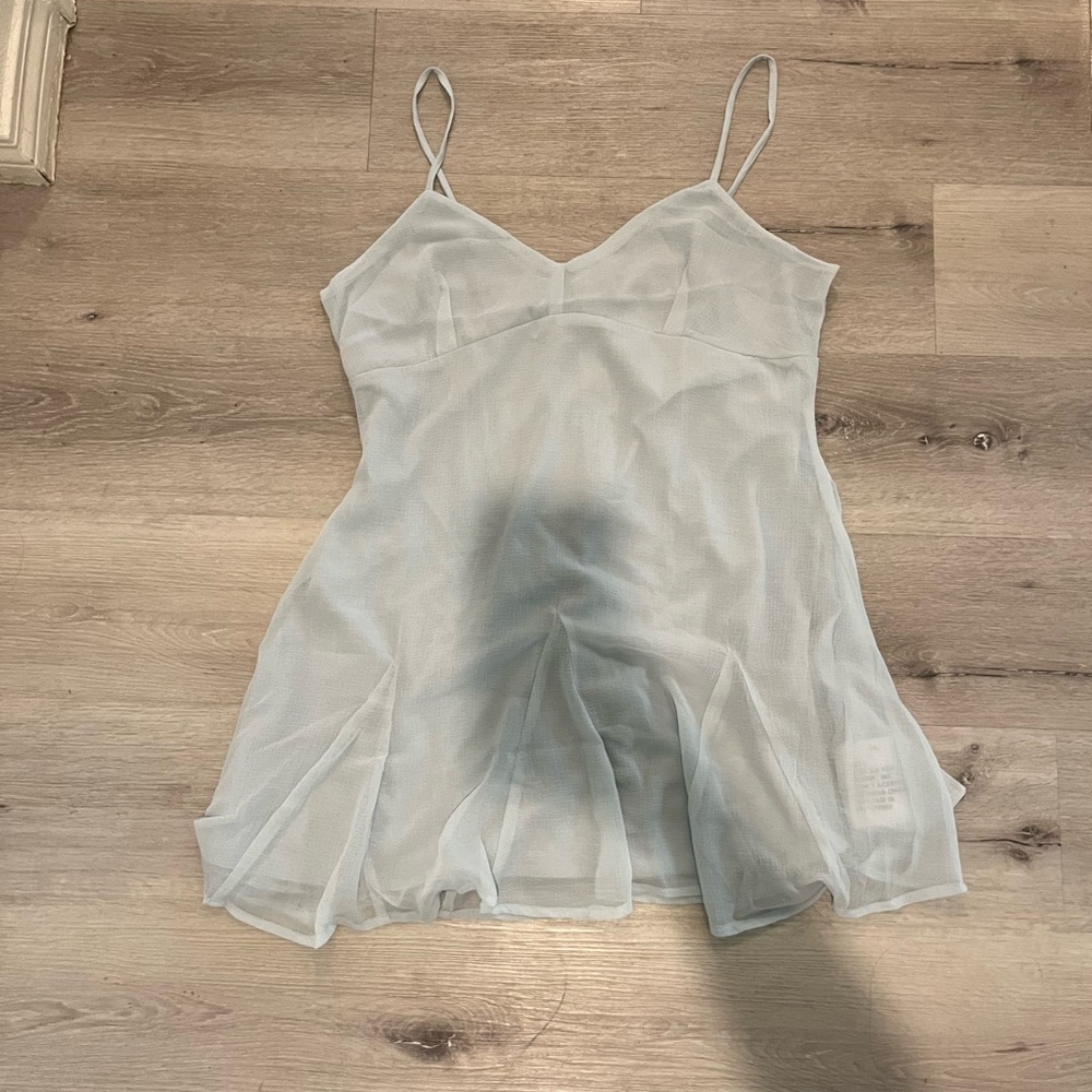 Elegant Sheer Light Blue Dress